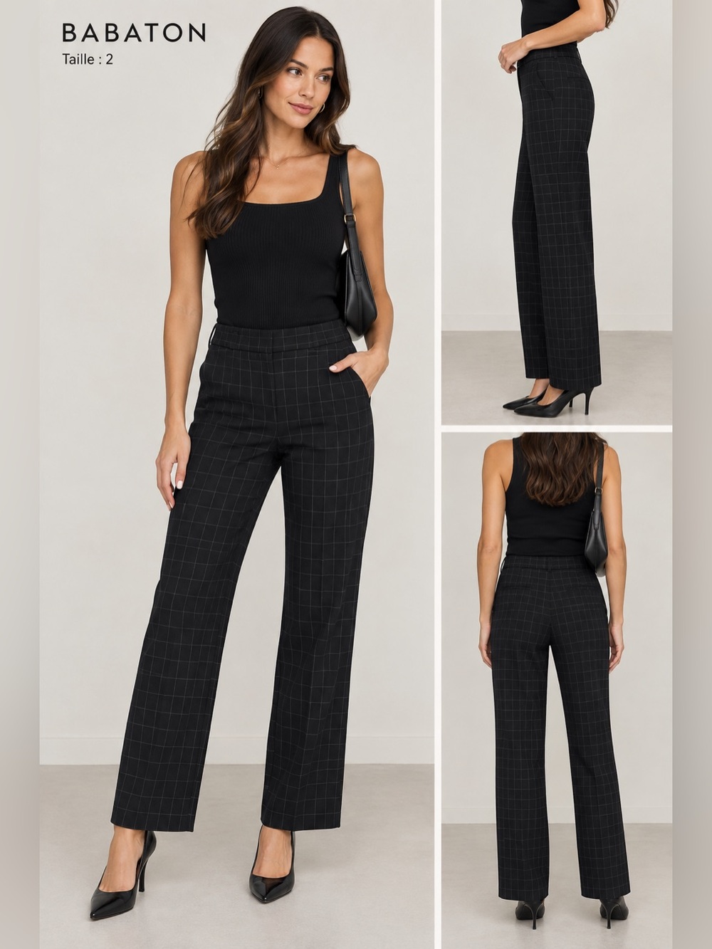 Woman’s Black Windowpane Dress Pants